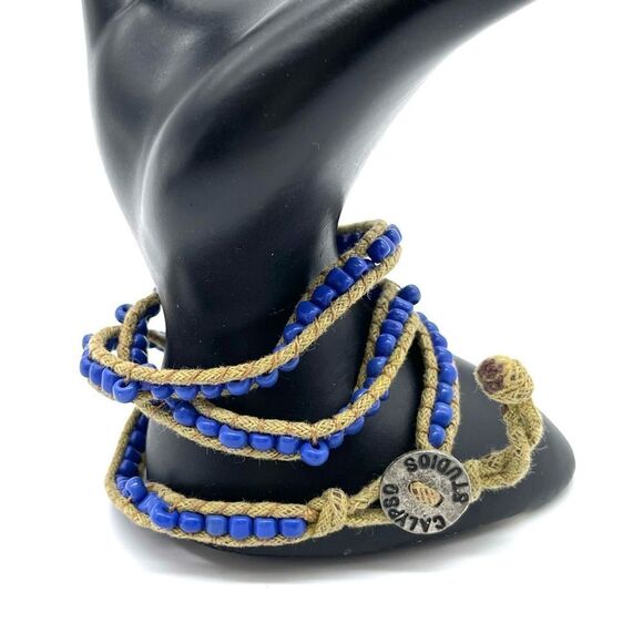Calypsos Studios Wrap Beads and Leather Bracelet - Picture 1 of 4